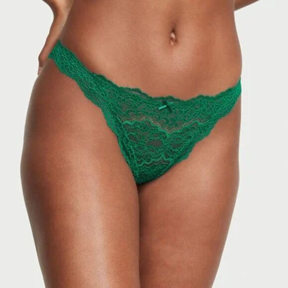 Victoria's Secret Women's Green Dream Angels String Lace Panties Size XL - Picture 1 of 6
